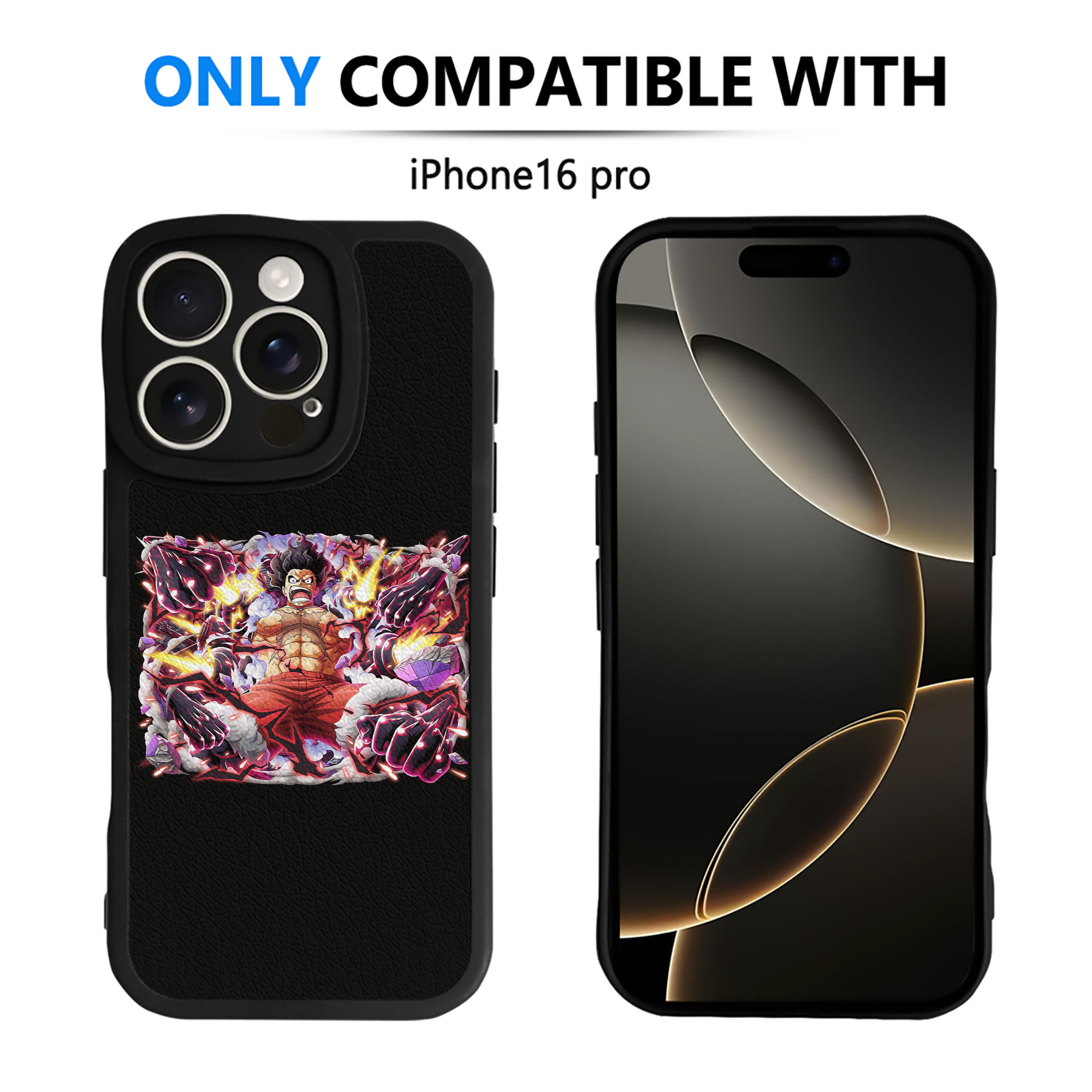 （画像用） ワンピース モンキー・D・ルフィ ONE PIECE Monkey D. Luffy 【iPhone 16シリーズ対応】シリコンスマホケース（レザー調） 材質：シリコン